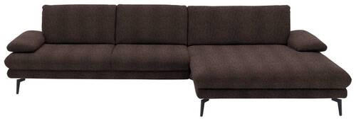 ECKSOFA in Chenille Dunkelbraun  - Dunkelbraun/Schwarz, Design, Textil/Metall (310/180cm) - Dieter Knoll