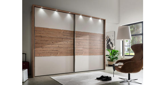SCHWEBETÜRENSCHRANK in Champagner - Chromfarben/Champagner, KONVENTIONELL, Holzwerkstoff (300/217/68cm) - Voleo