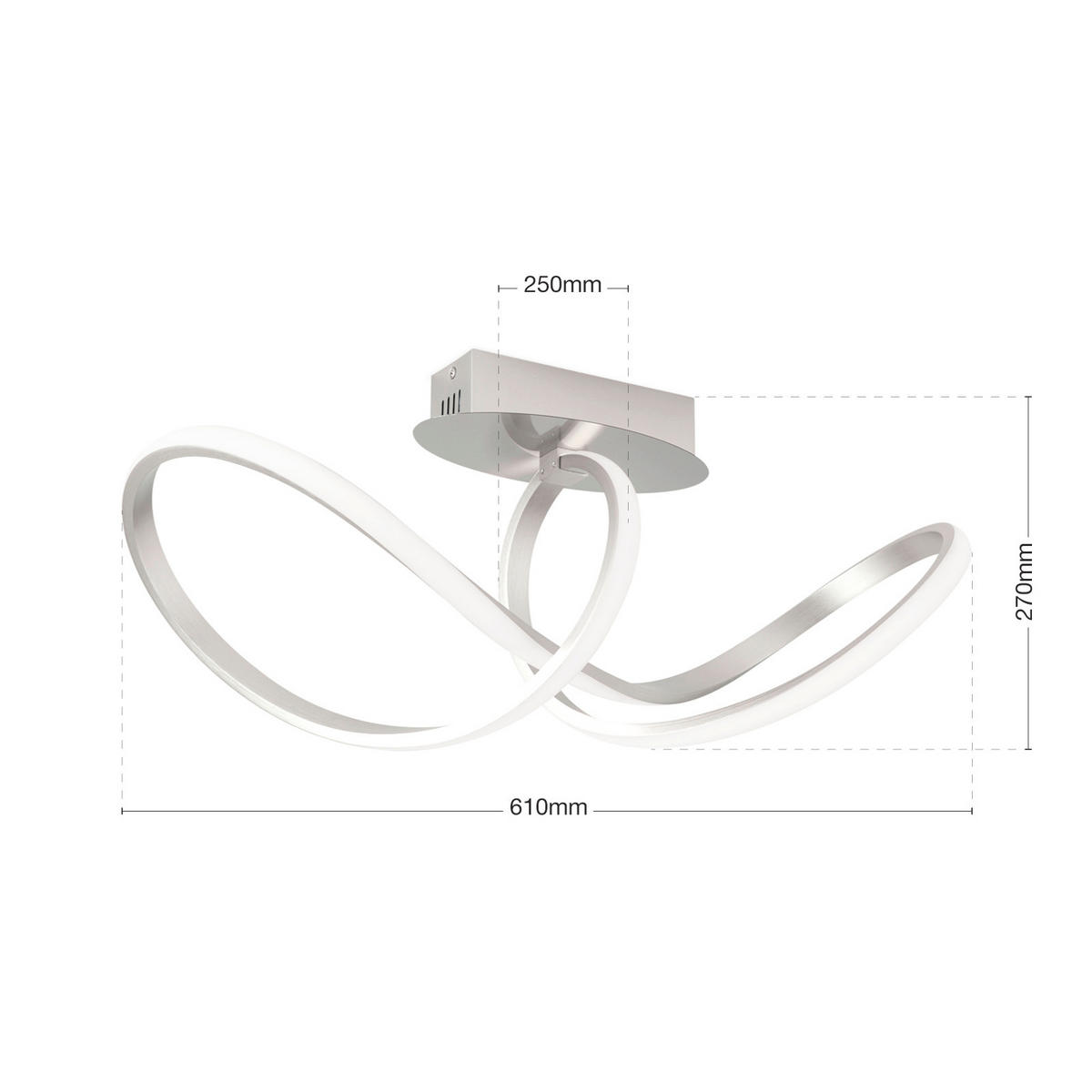 LED-DECKENLEUCHTE Circus 61/25/27 cm   - Silberfarben, Design, Kunststoff/Metall (61/25/27cm)