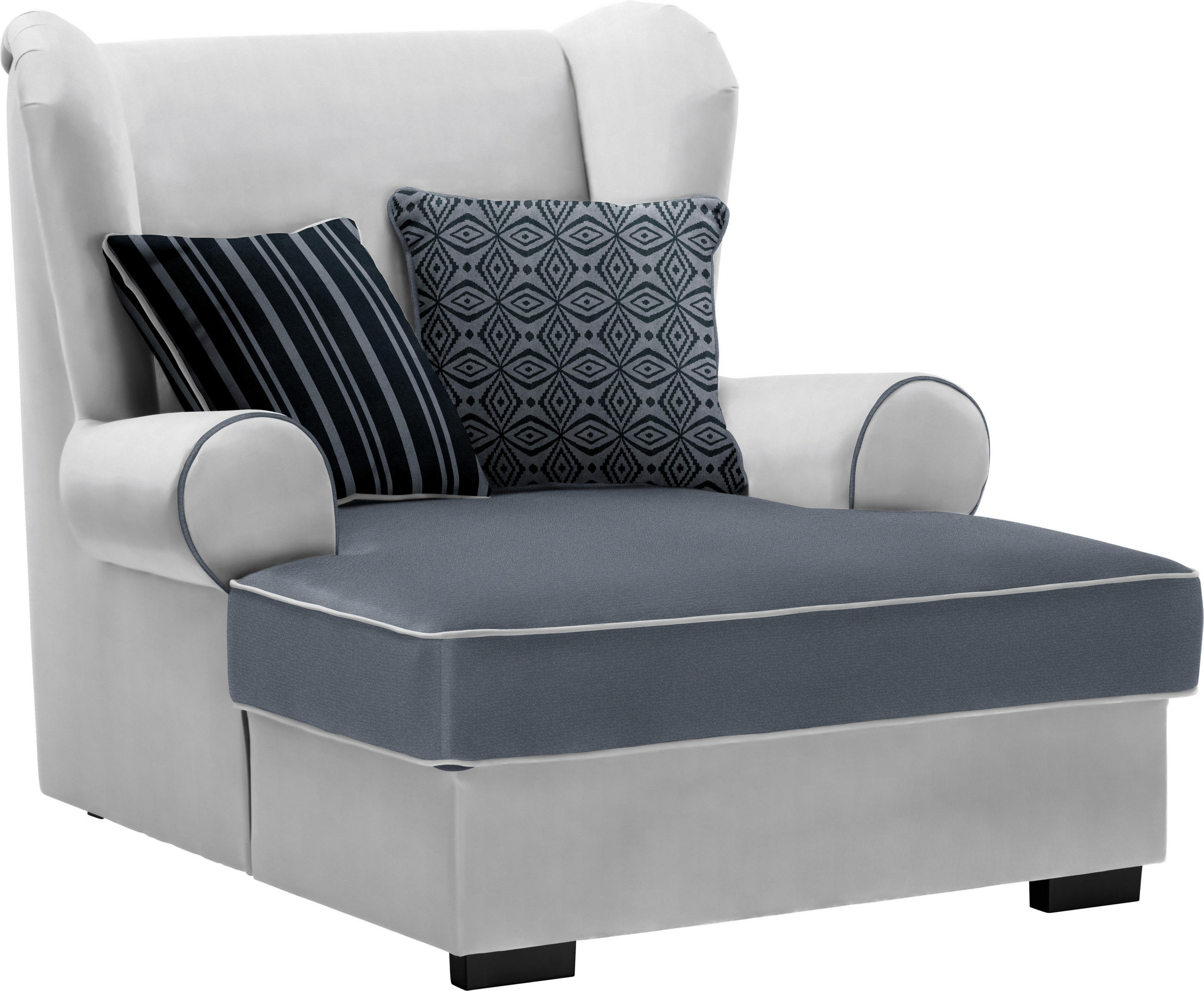 Ohrensessel in Textil Weiß, Hellgrau