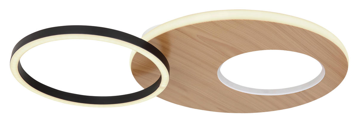 LED-DECKENLEUCHTE 61,2/40/10,5 cm   - Dunkelbraun/Opal, Design, Holzwerkstoff/Kunststoff (61,2/40/10,5cm) - Globo