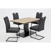 TISCHGRUPPE   - Eichefarben/Anthrazit, MODERN, Textil/Metall (140 - 180/76/90cm) - MID.YOU