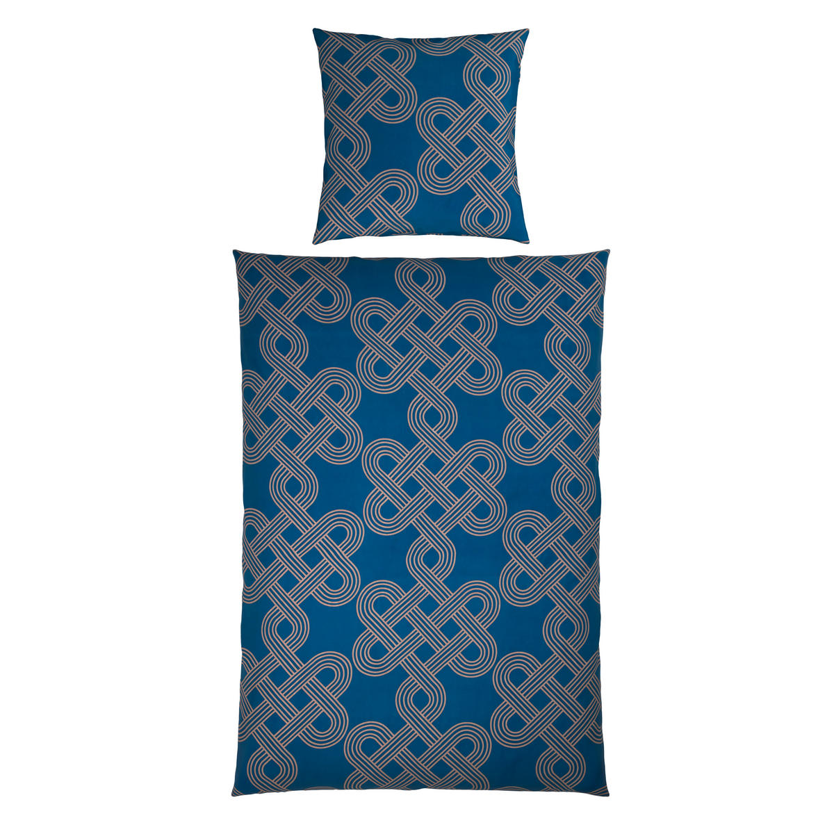 BETTWÄSCHE TIJN Satin 135/200 cm  - Sandfarben/Blau, Design, Textil (135/200cm) - Novel