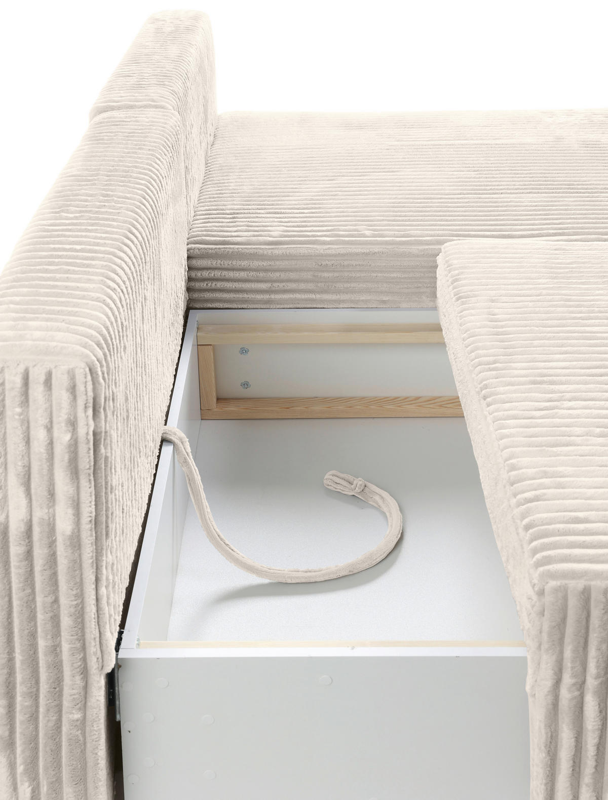 ECKSOFA Creme Cord  - Creme/Schwarz, MODERN, Holz/Textil (210/145cm) - Carryhome