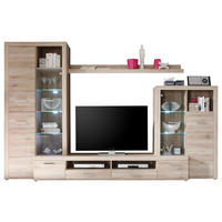 SZEKRÉNYSOR tölgyfa színű  - tölgyfa színű/ezüstszínű, Design, műanyag/faalapú anyag (310/204/46cm) - Livetastic