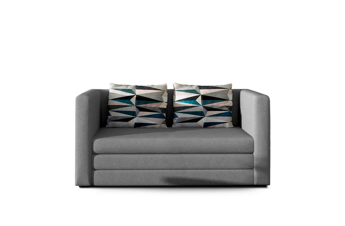SCHLAFSOFA in Mikrovelours Blaugrau  - Blaugrau/Schwarz, Design, Kunststoff/Textil (132/62/70cm) - MID.YOU