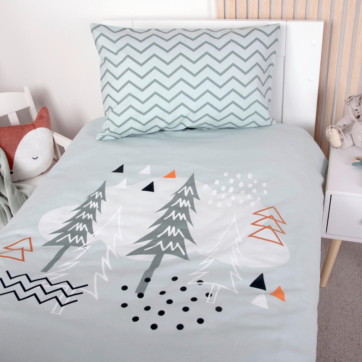 BABYBETTWÄSCHE Nordic Forest Renforcé 100/135 cm  - Mintgrün, Textil (100/135cm) - baby best
