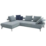 ECKSOFA Fino in Chenille Hellblau  224/305 cm  - Schwarz/Hellblau, Design, Textil/Metall (224/305cm) - Dieter Knoll