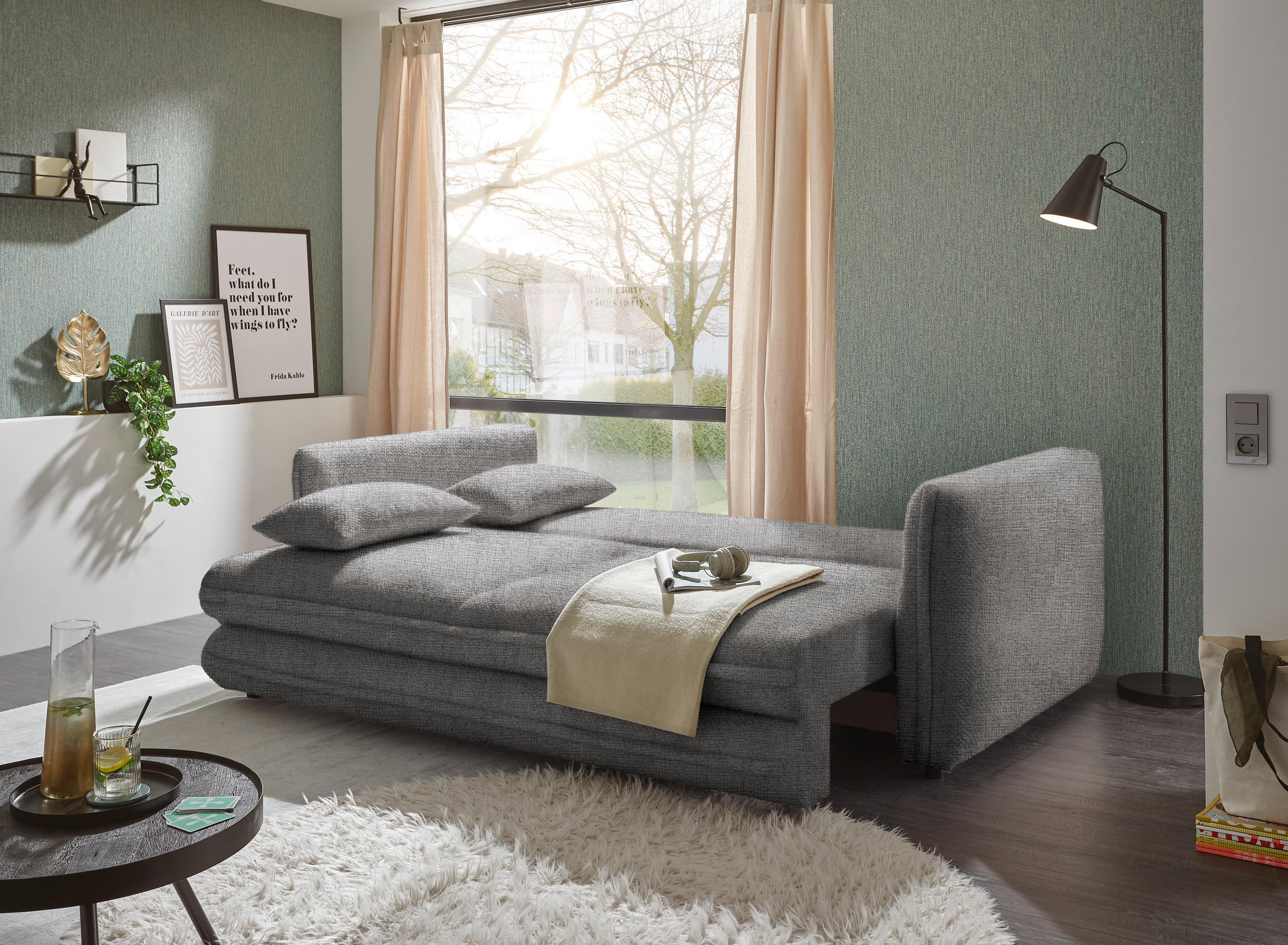 SCHLAFSOFA in Textil Grau  - Schwarz/Grau, Konventionell, Kunststoff/Textil (237/94/117cm) - MID.YOU