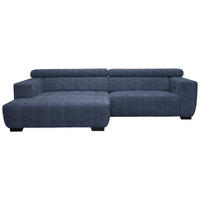 ECKSOFA in Webstoff Dunkelblau  - Schwarz/Dunkelblau, Konventionell, Textil/Metall (182/279cm) - Hom`in