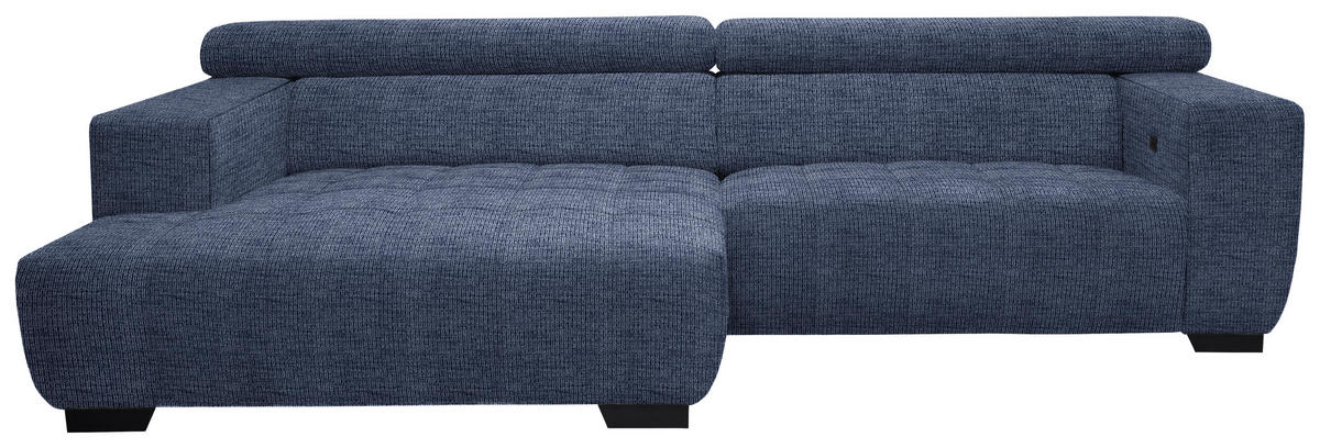 ECKSOFA in Webstoff Dunkelblau  - Schwarz/Dunkelblau, Konventionell, Textil/Metall (182/279cm) - Hom`in