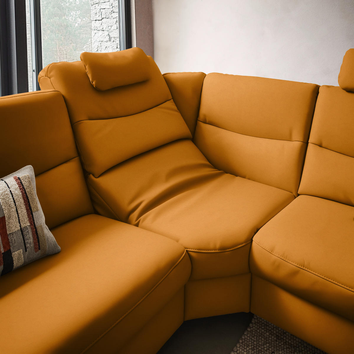 ECKSOFA in Echtleder Currygelb  280/249 cm  - Currygelb/Anthrazit, Design, Leder/Metall (280/249cm) - Himolla Komfortklass