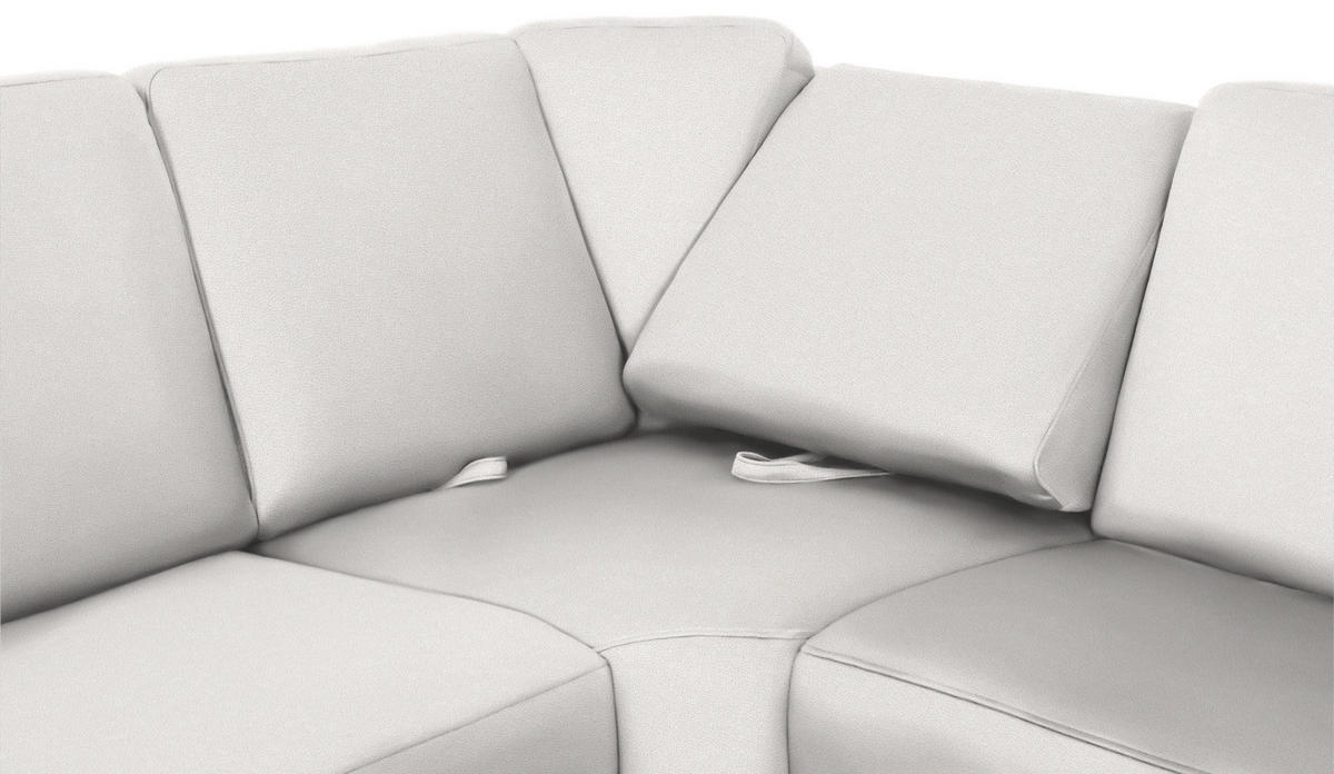WOHNLANDSCHAFT Creme Flachgewebe  - Chromfarben/Creme, KONVENTIONELL, Textil/Metall (240/336/163cm) - Beldomo System