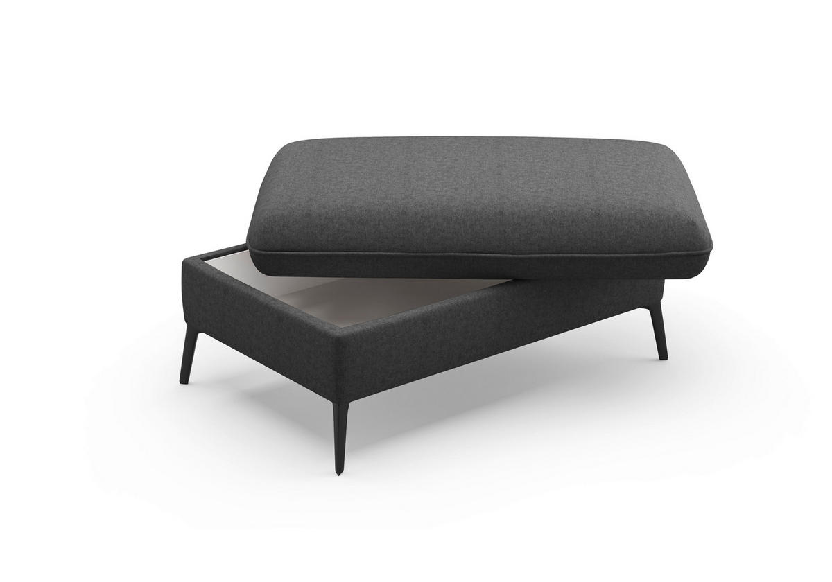 HOCKER Flachgewebe Dunkelgrau  - Dunkelgrau/Creme, KONVENTIONELL, Textil/Metall (104/47/69cm) - Sit & More