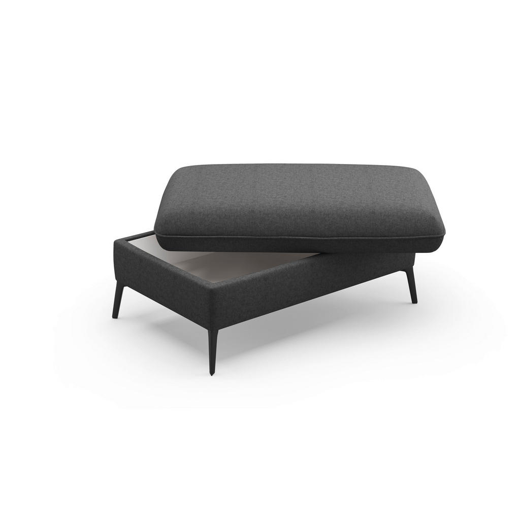 Thumbnail - Sit & More Hocker, Dunkelgrau, Textil, Füllung: Schaumstoff, rechteckig, 104x47x69 cm, Goldenes M, Oeko-Tex® Standard 10...