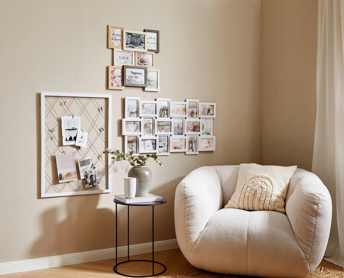 RÁM NA FOTOKOLÁŽ, 18 foto, 90/47/2,5 cm - biela, Basics, plast (90/47/2,5cm)