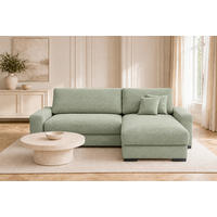 ECKSOFA  Cord Mintgrün  - Schwarz/Mintgrün, Basics, Holz/Holzwerkstoff (264/184cm) - MID.YOU