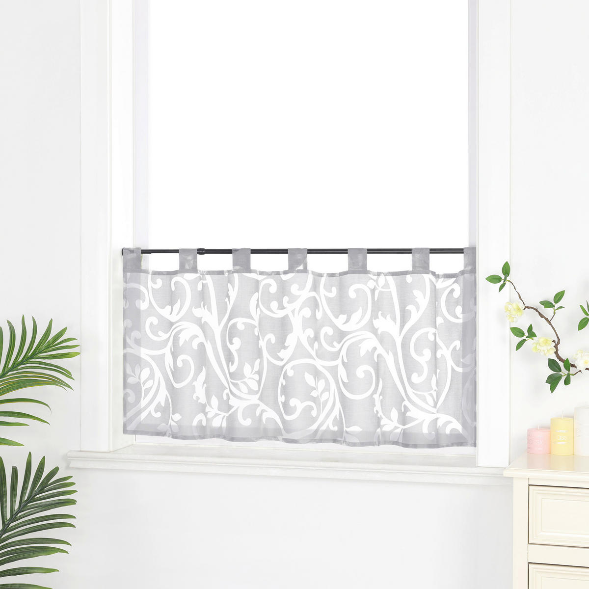KURZGARDINE   120/45 cm   - Hellgrau, Basics, Textil (120/45cm) - Joyswahl