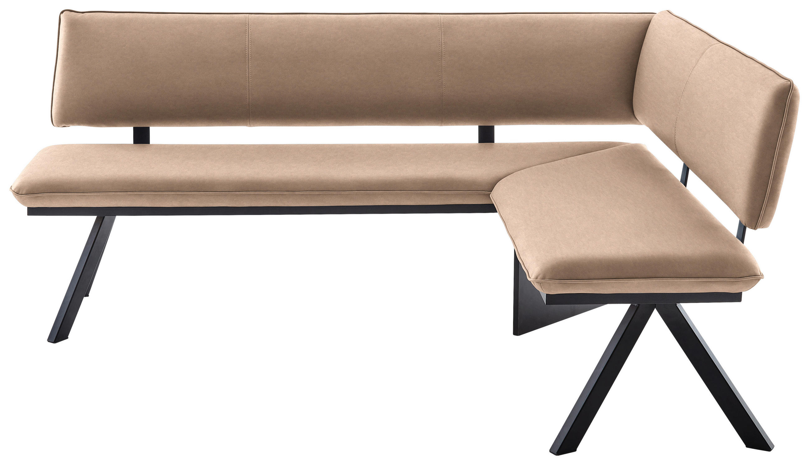 ECKBANK 180/140 cm  in Schwarz, Beige  - Beige/Schwarz, MODERN, Textil/Metall (180/140cm) - Cantus