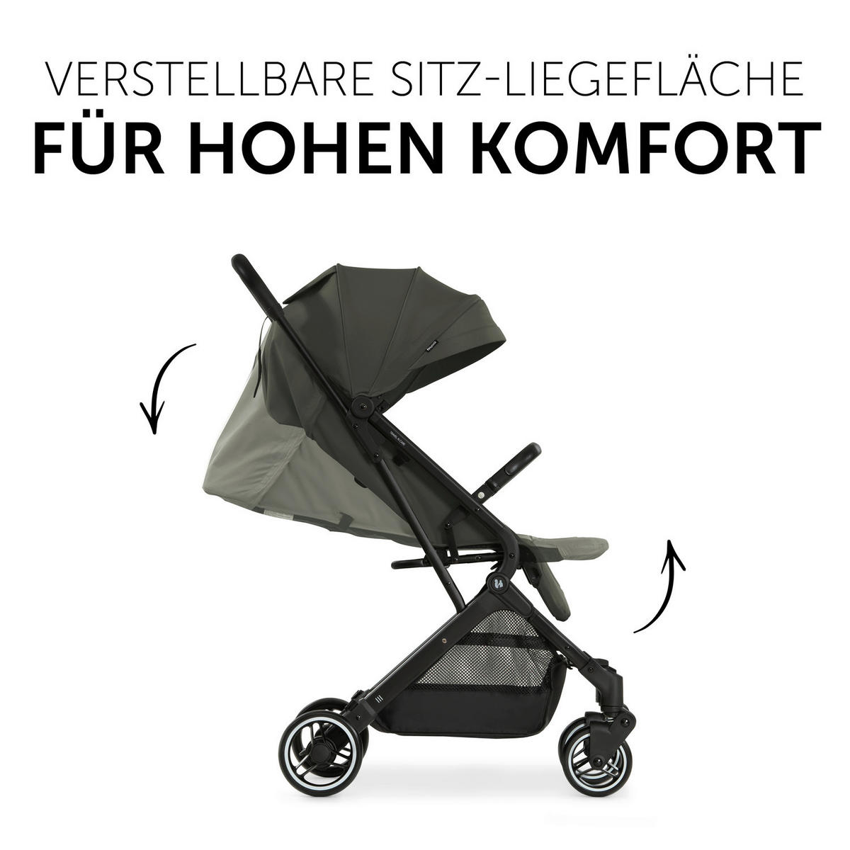 BUGGY Travel N Care  - Schwarz/Olivgrün, Basics, Metall (86/50/104cm) - Hauck