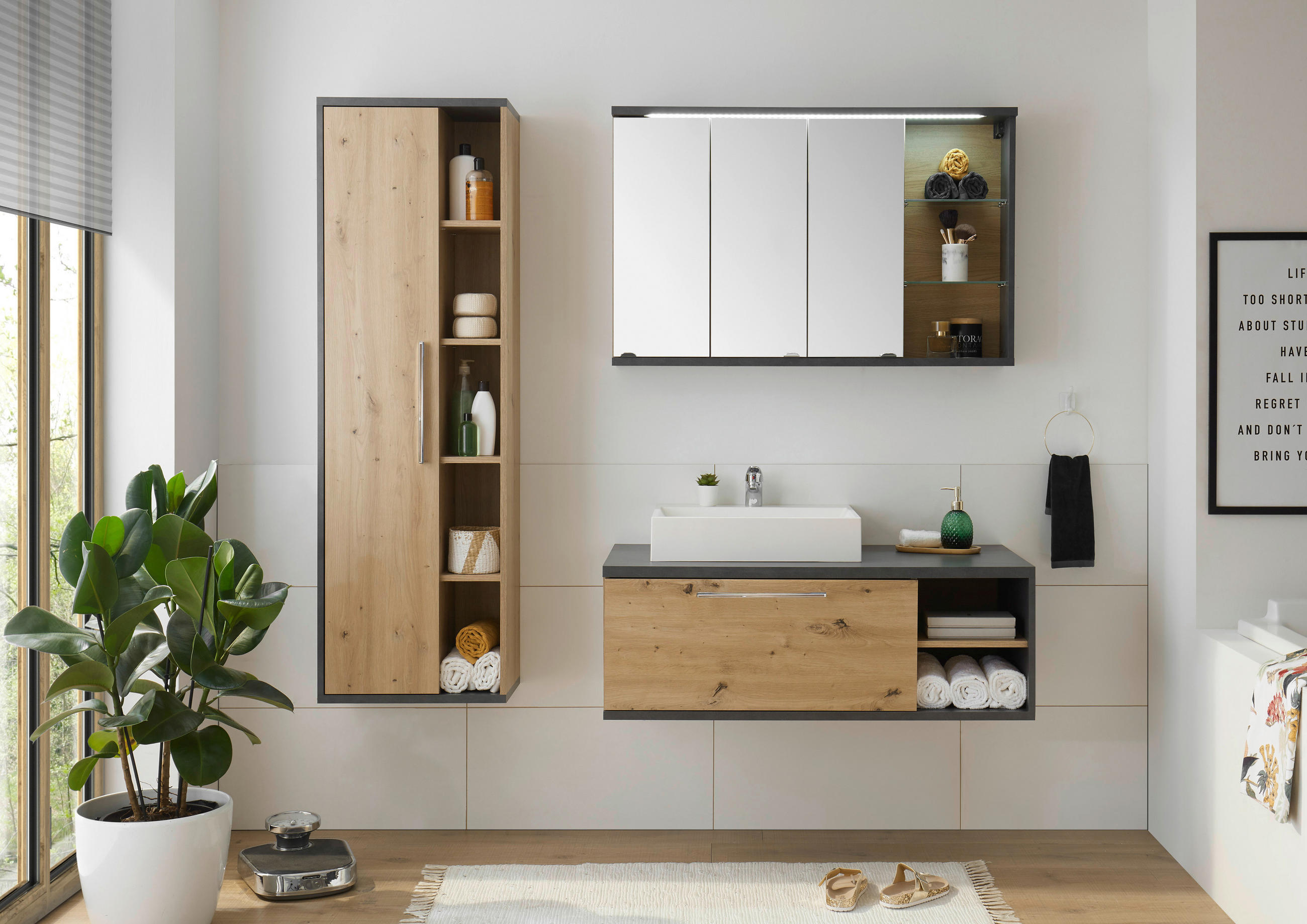 WASCHTISCHKOMBI 110 cm  - Chromfarben/Anthrazit, KONVENTIONELL, Holzwerkstoff/Kunststoff (110cm) - MID.YOU