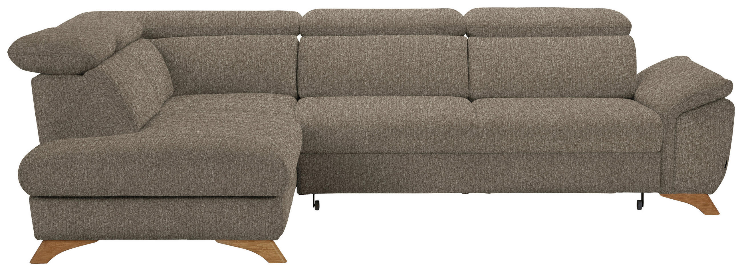 ECKSOFA in Chenille Graubraun  - Eichefarben/Graubraun, Modern, Holz/Textil (212/287cm) - Valnatura