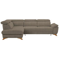 ECKSOFA in Chenille Graubraun  - Eichefarben/Graubraun, Modern, Holz/Textil (212/287cm) - Valnatura