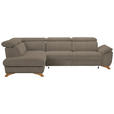 ECKSOFA in Chenille Graubraun  - Eichefarben/Graubraun, MODERN, Holz/Textil (212/287cm) - Valnatura