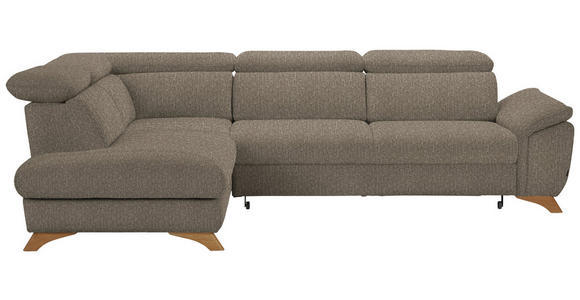 ECKSOFA in Chenille Graubraun  - Eichefarben/Graubraun, MODERN, Holz/Textil (212/287cm) - Valnatura