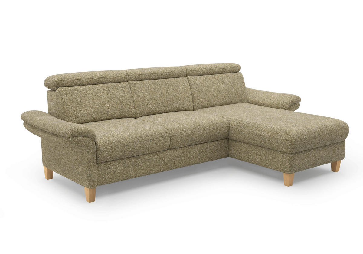 ECKSOFA GLENDALE E Olivgrün Chenille  - Eichefarben/Olivgrün, KONVENTIONELL, Holz/Textil (253/166cm) - Sit & More