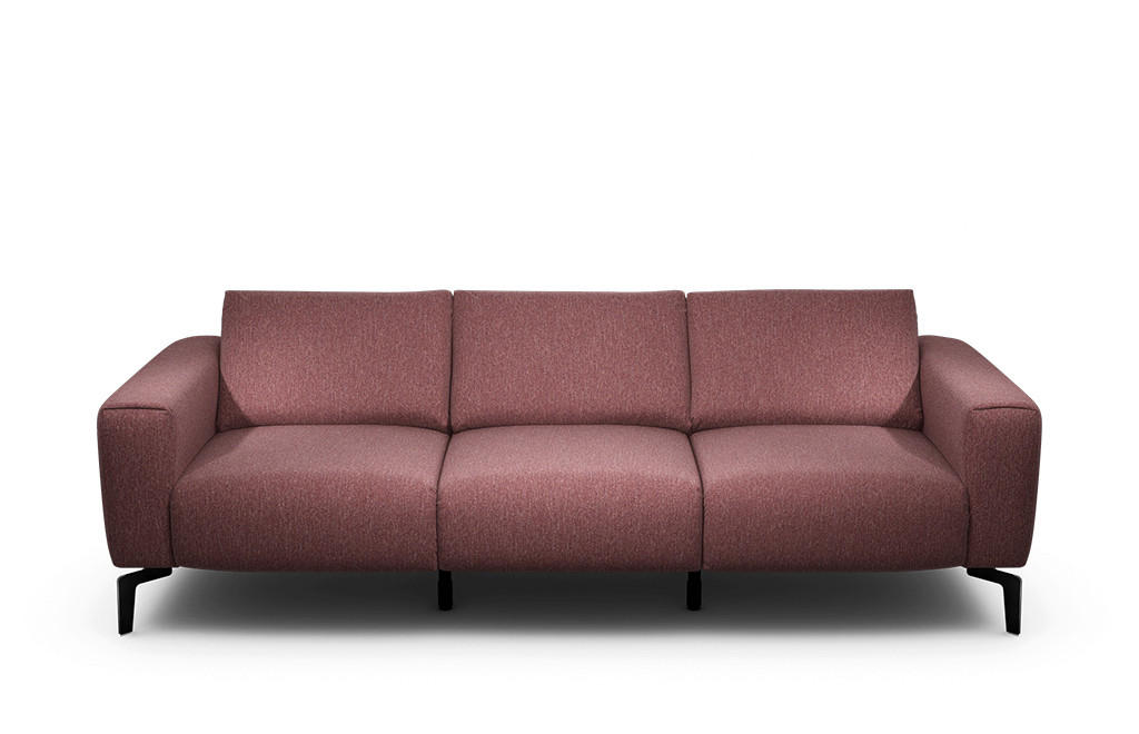 3-SITZER-SOFA Chenille Rot  - Rot/Schwarz, Design, Textil/Metall (250/86/86-94cm) - SENSOO