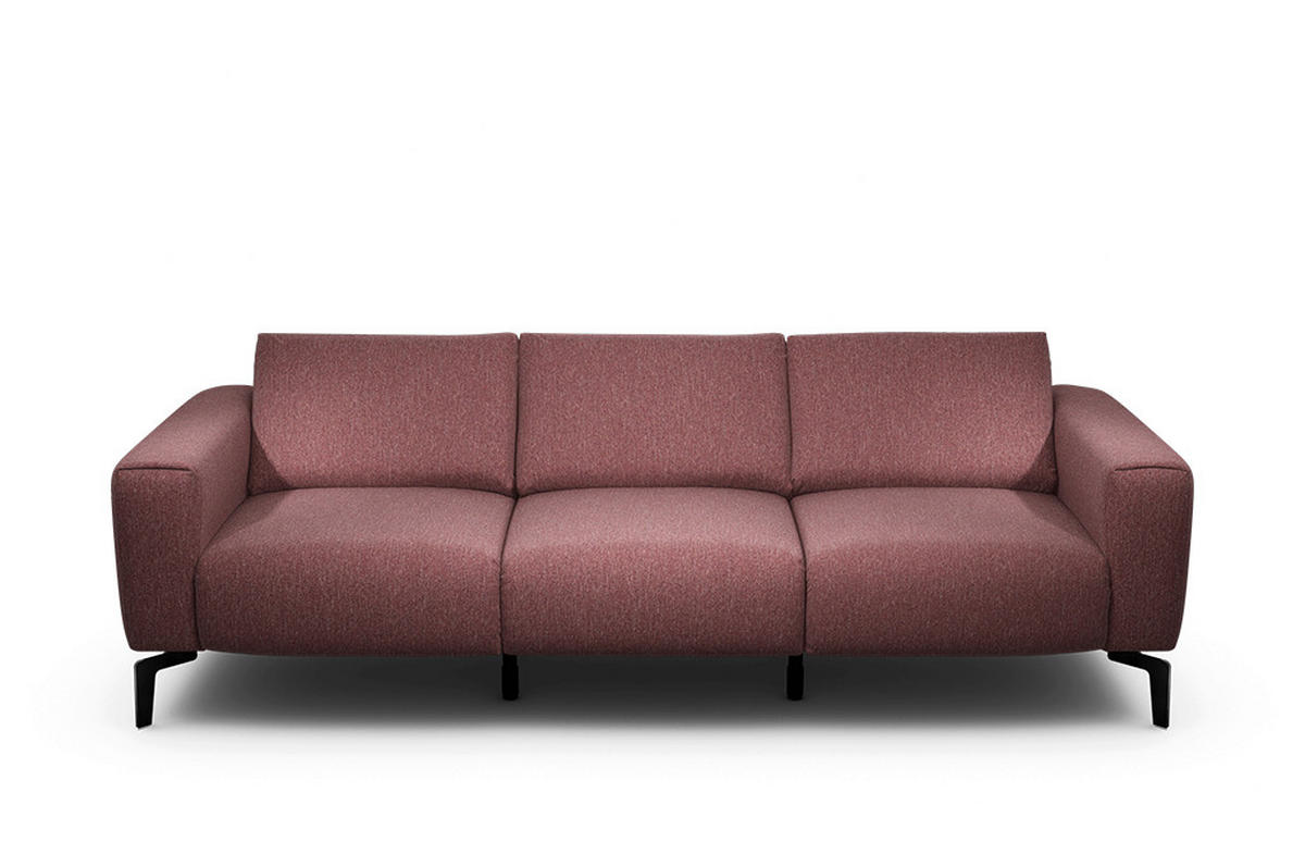 3-SITZER-SOFA Chenille Rot  - Rot/Schwarz, Design, Textil/Metall (250/86/86-94cm) - SENSOO