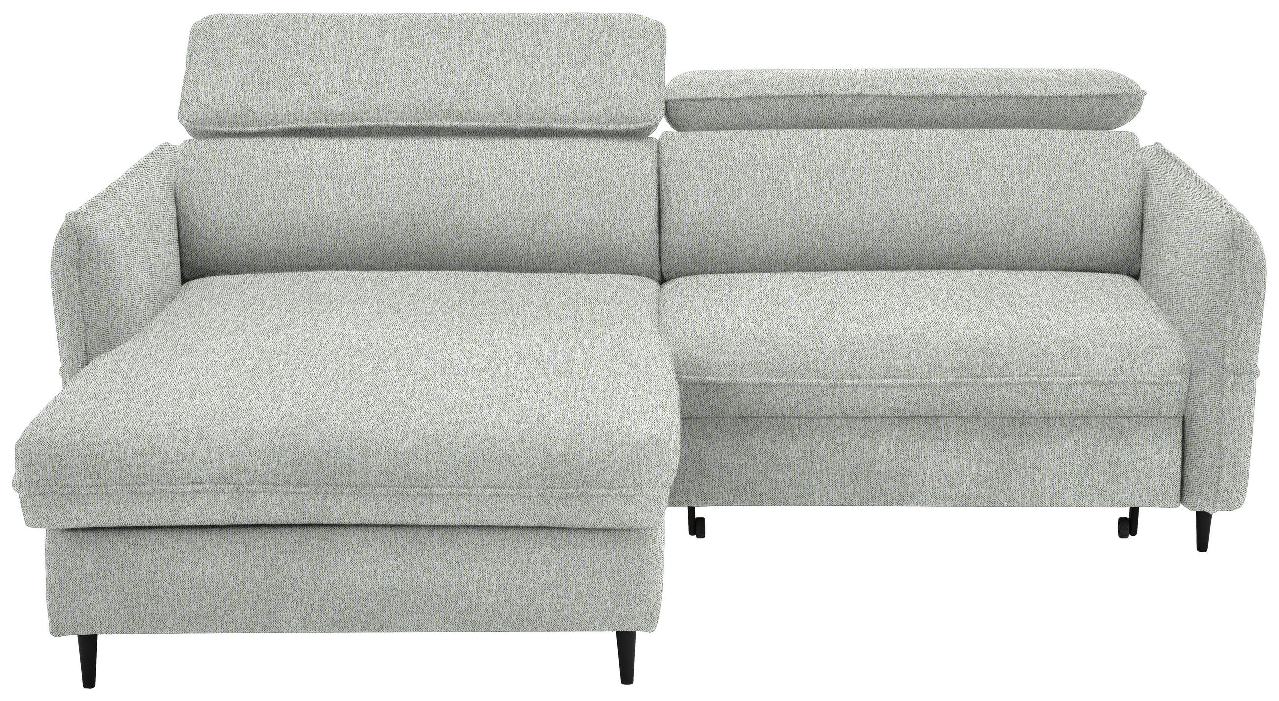 ECKSOFA inkl. Funktionen Ecru Struktur Bettkasten, Schlaffunktion, Rücken echt, Kopfteilverstellung  - Ecru/Schwarz, Design, Holz/Textil (185/232cm) - Stylife