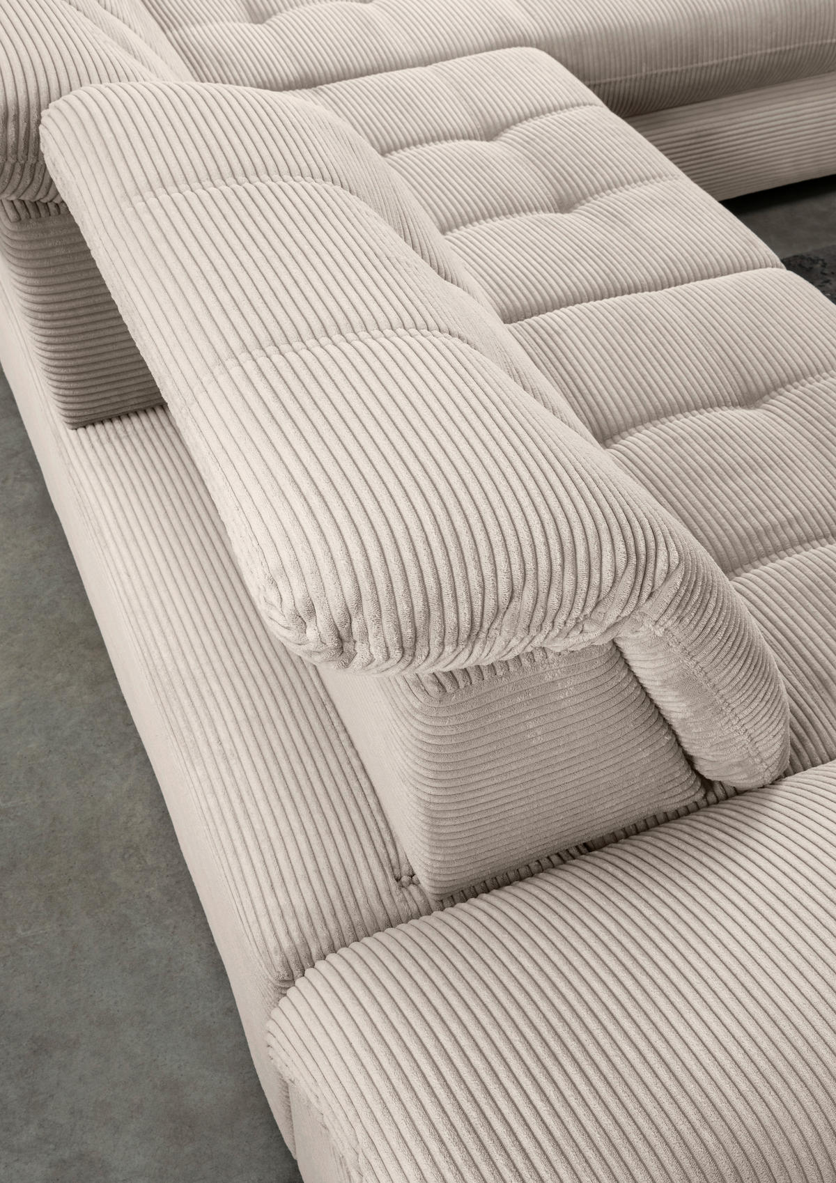 ECKSCHLAFSOFA in Cord Beige  - Beige/Schwarz, Modern, Textil/Metall (273/189cm) - Livetastic