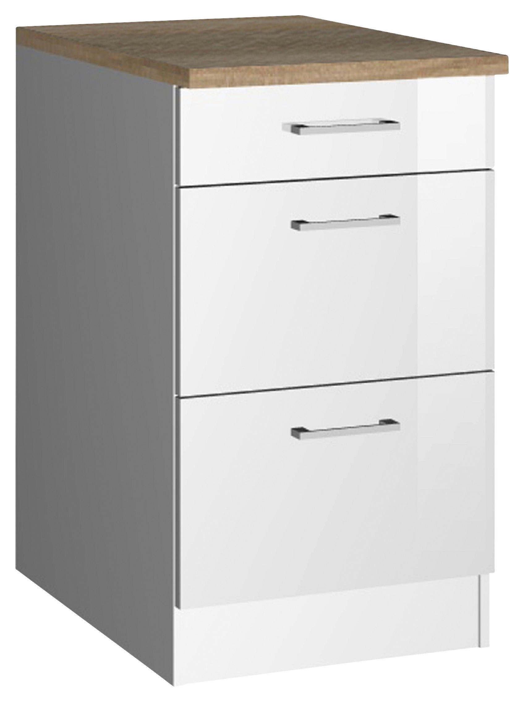 SCHUBKASTENUNTERSCHRANK 50/85/60 cm  in Weiß Hochglanz  - Weiß Hochglanz/Silberfarben, MODERN, Holzwerkstoff/Metall (50/85/60cm) - Held