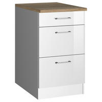 SCHUBKASTENUNTERSCHRANK 50/85/60 cm  in Weiß Hochglanz  - Weiß Hochglanz/Silberfarben, MODERN, Holzwerkstoff/Metall (50/85/60cm) - Held