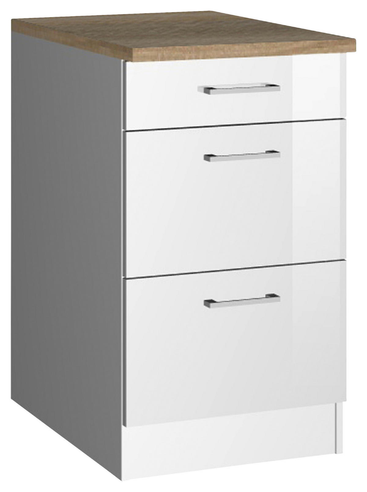 SCHUBKASTENUNTERSCHRANK 50/85/60 cm  in Weiß Hochglanz  - Weiß Hochglanz/Silberfarben, MODERN, Holzwerkstoff/Metall (50/85/60cm) - Held