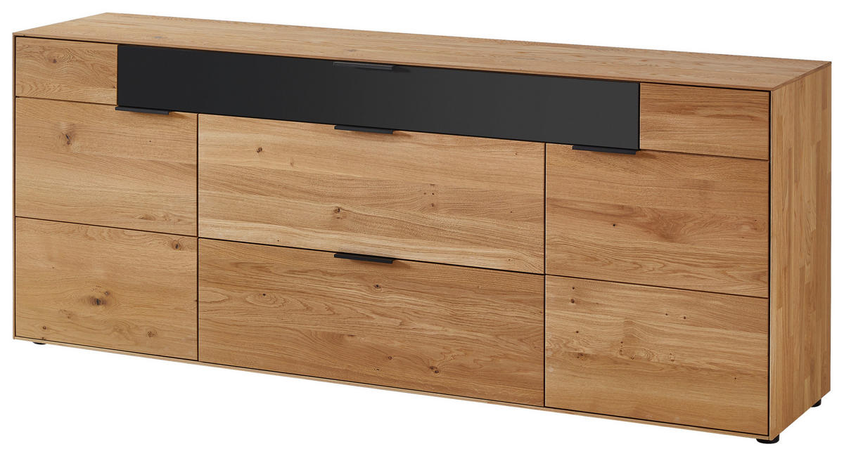 SIDEBOARD Schwarz, Wildeiche  209,9/83,9/45,2 cm  - Wildeiche/Schwarz, Design, Holz/Metall (209,9/83,9/45,2cm) - Valdera