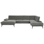 WOHNLANDSCHAFT Dieter Knoll in Webstoff Hellgrau  - Hellgrau/Schwarz, Design, Textil/Metall (157/354/208cm) - Dieter Knoll