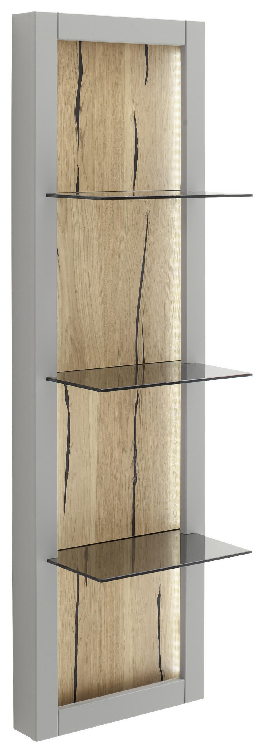 WANDBOARD furniert Grau, Eichefarben  - Eichefarben/Grau, Design, Glas/Holzwerkstoff (40/134/25cm) - MID.YOU