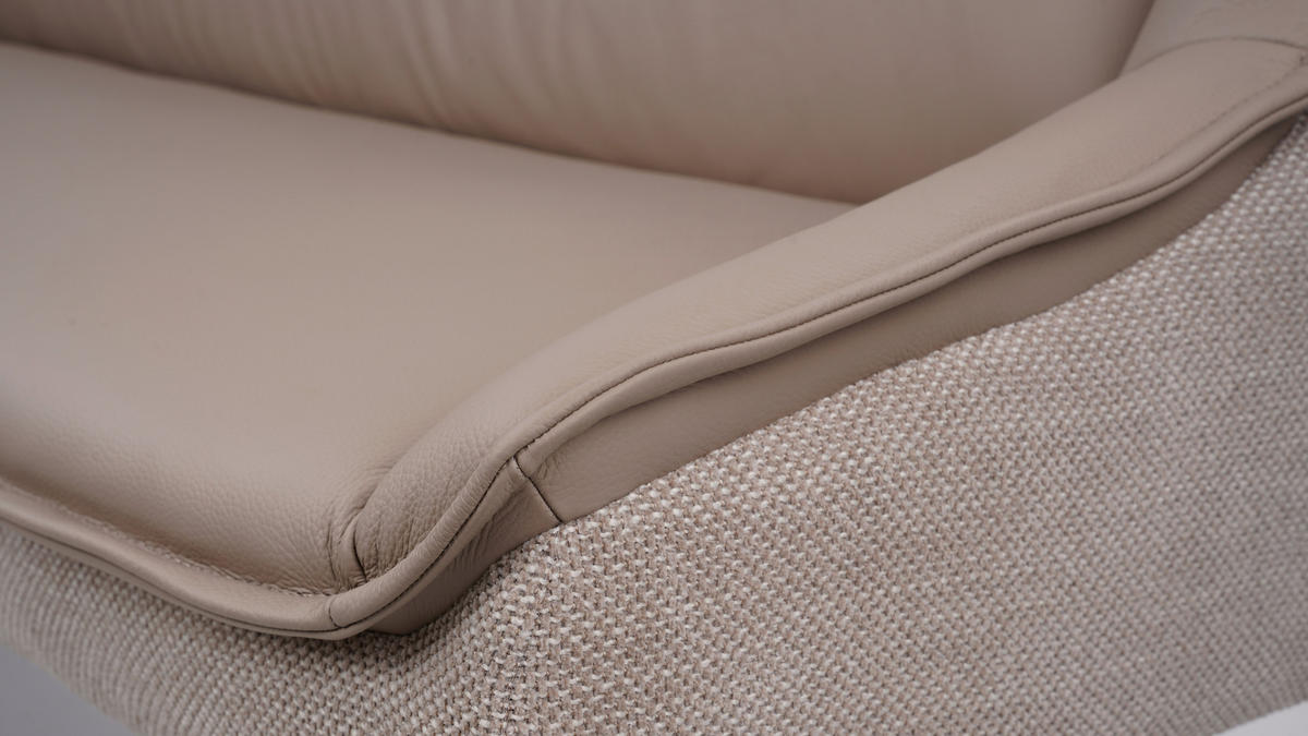 ECKBANK 237/178 cm Struktur Echtleder Schwarz, Taupe   - Taupe/Schwarz, Design, Leder/Textil (237/178cm) - Novel