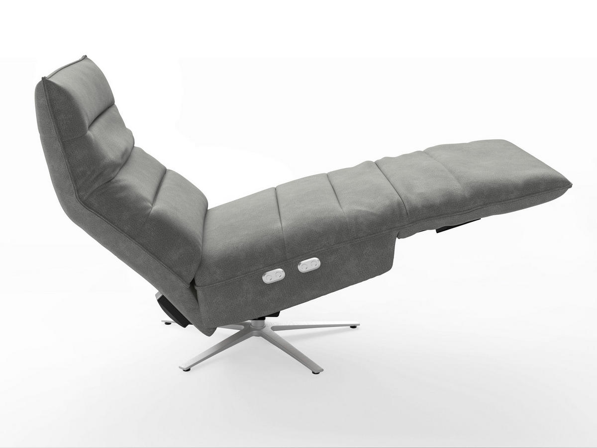 RELAXSESSEL EVE E Flachgewebe Kopfteilverstellung, Rücken echt    - Silberfarben/Grau, Basics, Textil/Metall (80/109/98cm) - Sit & More