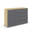 KOMMODE , 120/81/42 cm, 4 Schublade(n)  - Chromfarben/Dunkelgrau, Design, Holzwerkstoff/Metall (120/81/42cm) - Carryhome