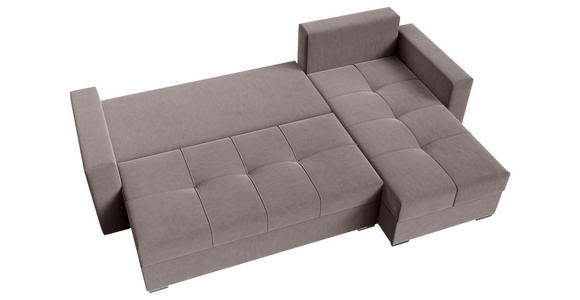 ECKSOFA  in Samt Taupe  - Taupe/Chromfarben, KONVENTIONELL, Kunststoff/Textil (233/140cm) - Carryhome