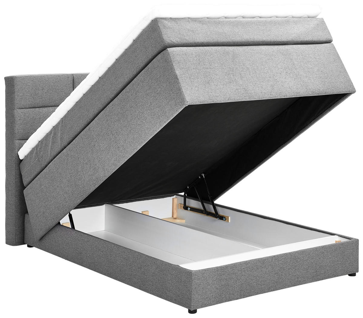 BOXSPRINGBETT 100/200 cm  in Grau  - Schwarz/Grau, KONVENTIONELL, Textil (100/200cm) - Carryhome