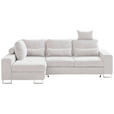 ECKSOFA Creme Flachgewebe  - Creme, Design, Textil/Metall (188/260cm) - Hom`in