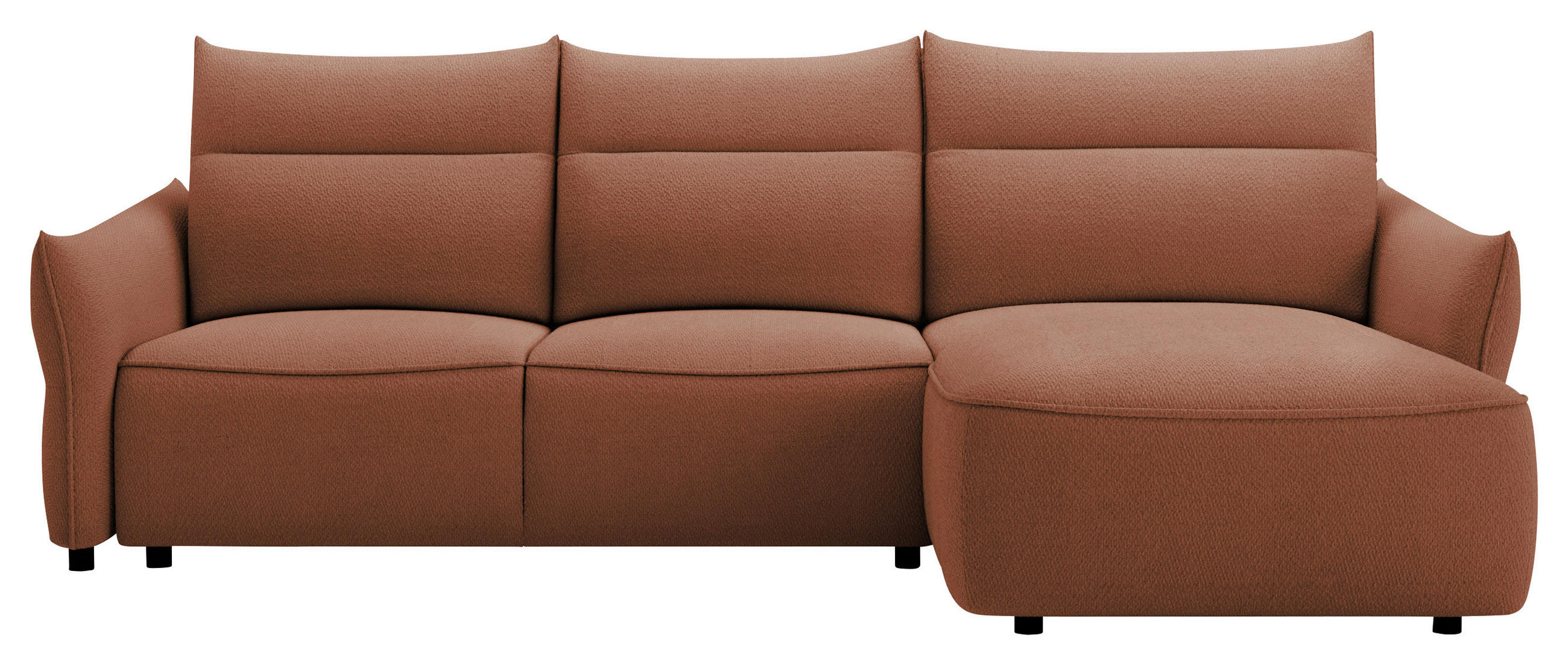 ECKSOFA Rostfarben Webstoff Rückenkissen, Bettkasten, Schlaffunktion, Rücken echt, Liegefläche im Originalstoff  - Rostfarben/Schwarz, KONVENTIONELL, Kunststoff/Textil (306/179cm) - Milino