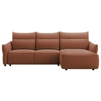 ECKSOFA Rostfarben Webstoff Rückenkissen, Bettkasten, Schlaffunktion, Rücken echt, Liegefläche im Originalstoff  - Rostfarben/Schwarz, KONVENTIONELL, Kunststoff/Textil (306/179cm) - Milino