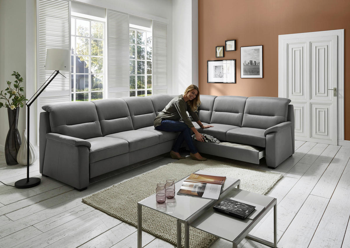 ROHOVÁ SEDACIA SÚPRAVA, textil, sivá - čierna/sivá, Konventionell, drevo/textil (245/303cm) - Beldomo Comfort