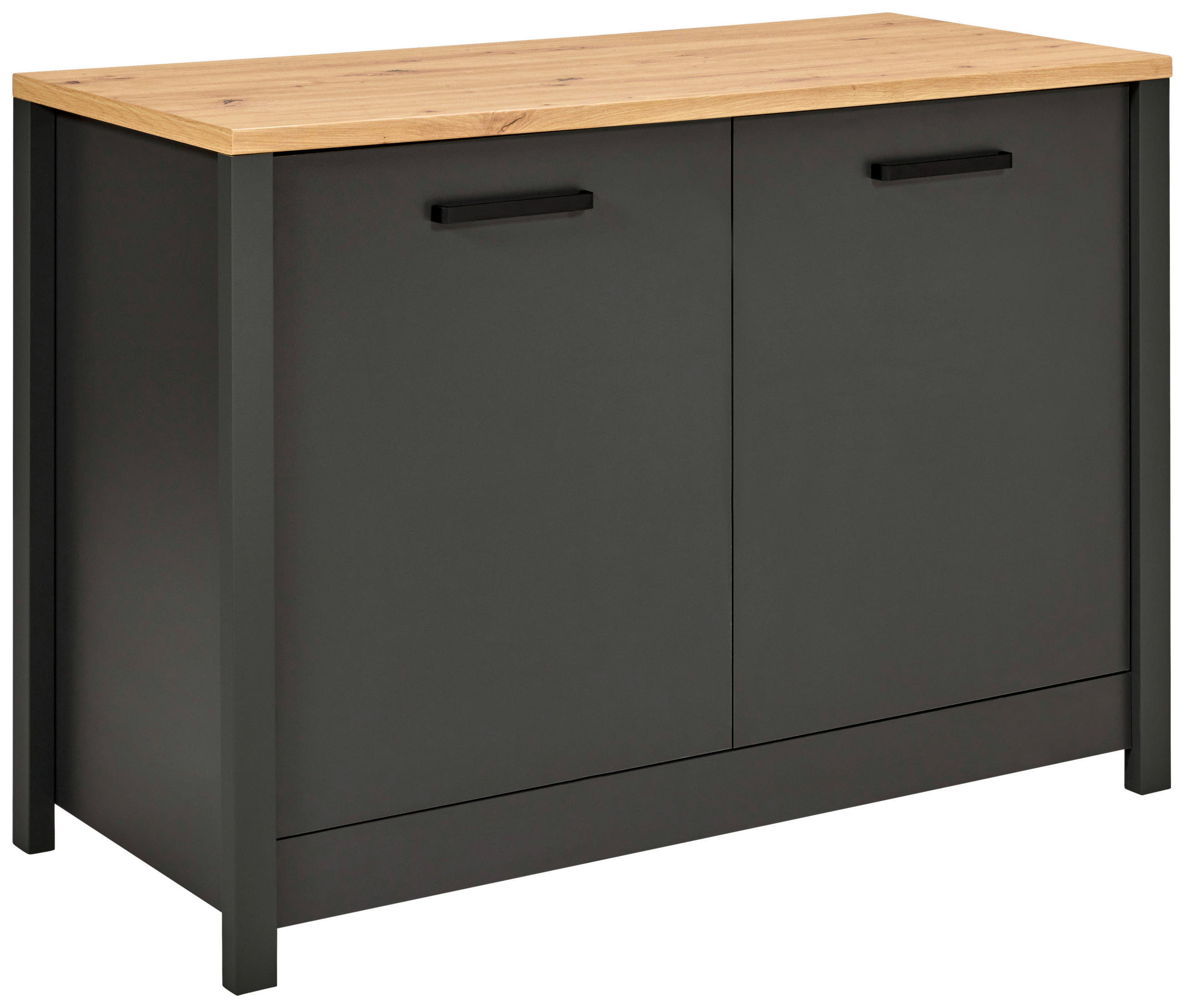 SPÜLENUNTERSCHRANK 130,3/92/60 cm  in Anthrazit, Eiche Artisan  - Anthrazit/Schwarz, MODERN, Holzwerkstoff/Metall (130,3/92/60cm) - home24